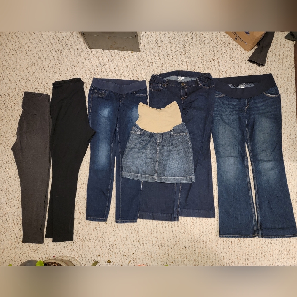 Maternity jeans leggins skirt bundle